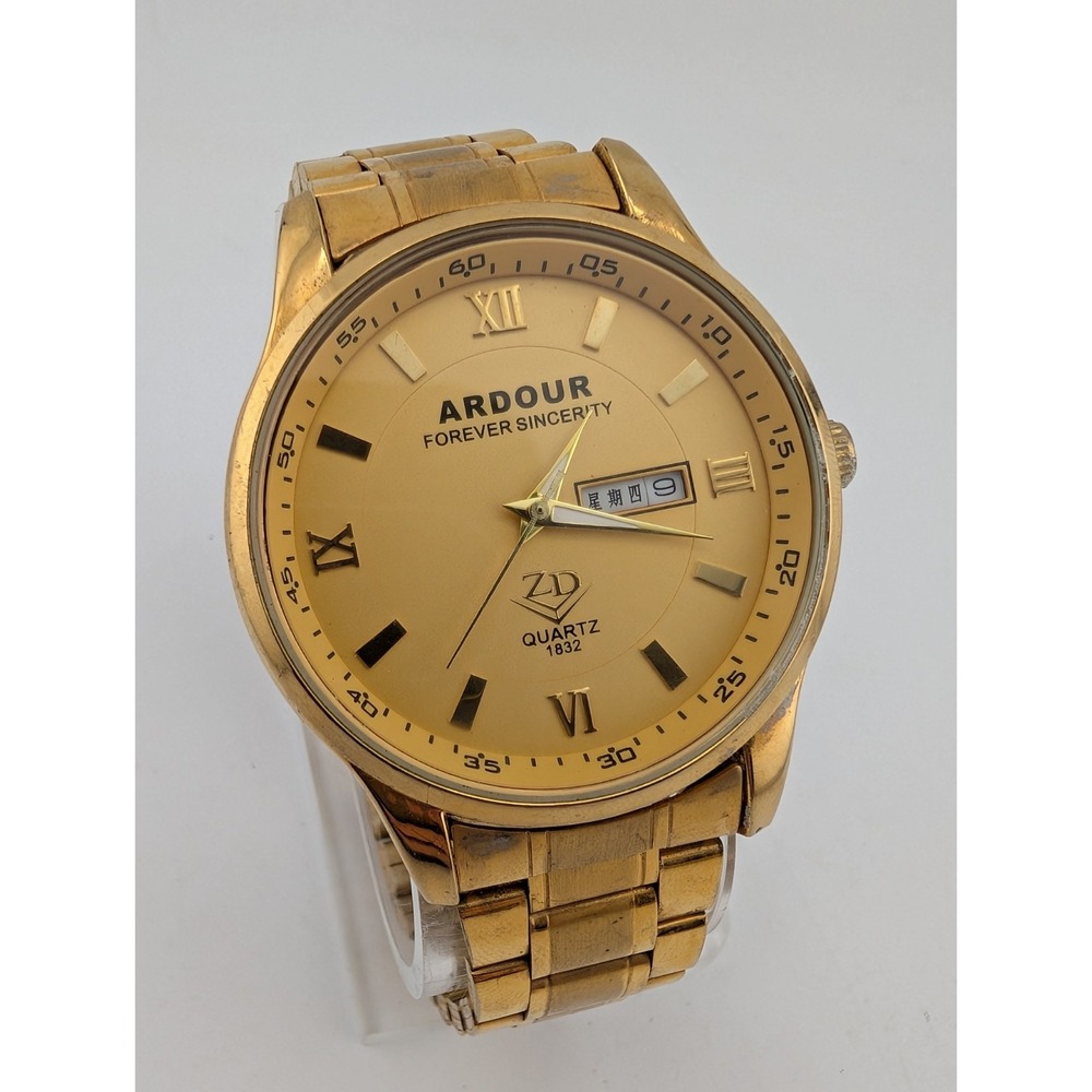 Ardour Forever Sincerity Men's Watch 42mm Case Gold 8" Band- New Battery